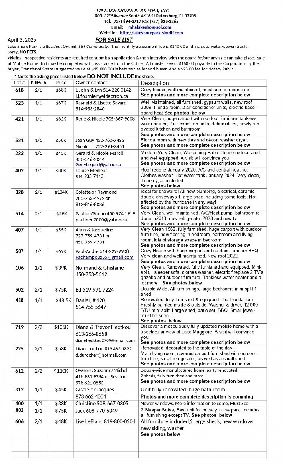 units for sale