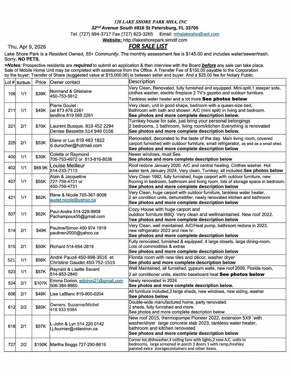 units for sale ods